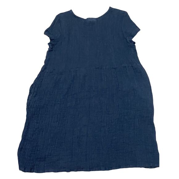 Only Child Women's Large Black Linen Gauze Park Dress Lagenlook Pockets minimal - Picture 5 of 5